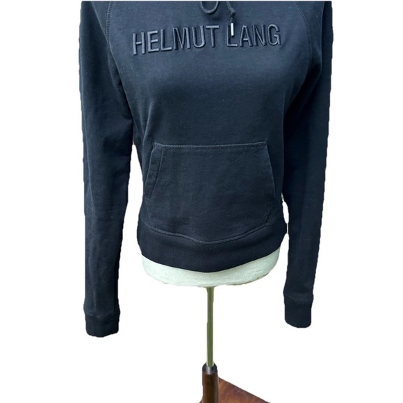 Helmut Lang Hoodie Women’s Size XS Black Sweatshirt Drawstring Logo - Picture 4 of 8